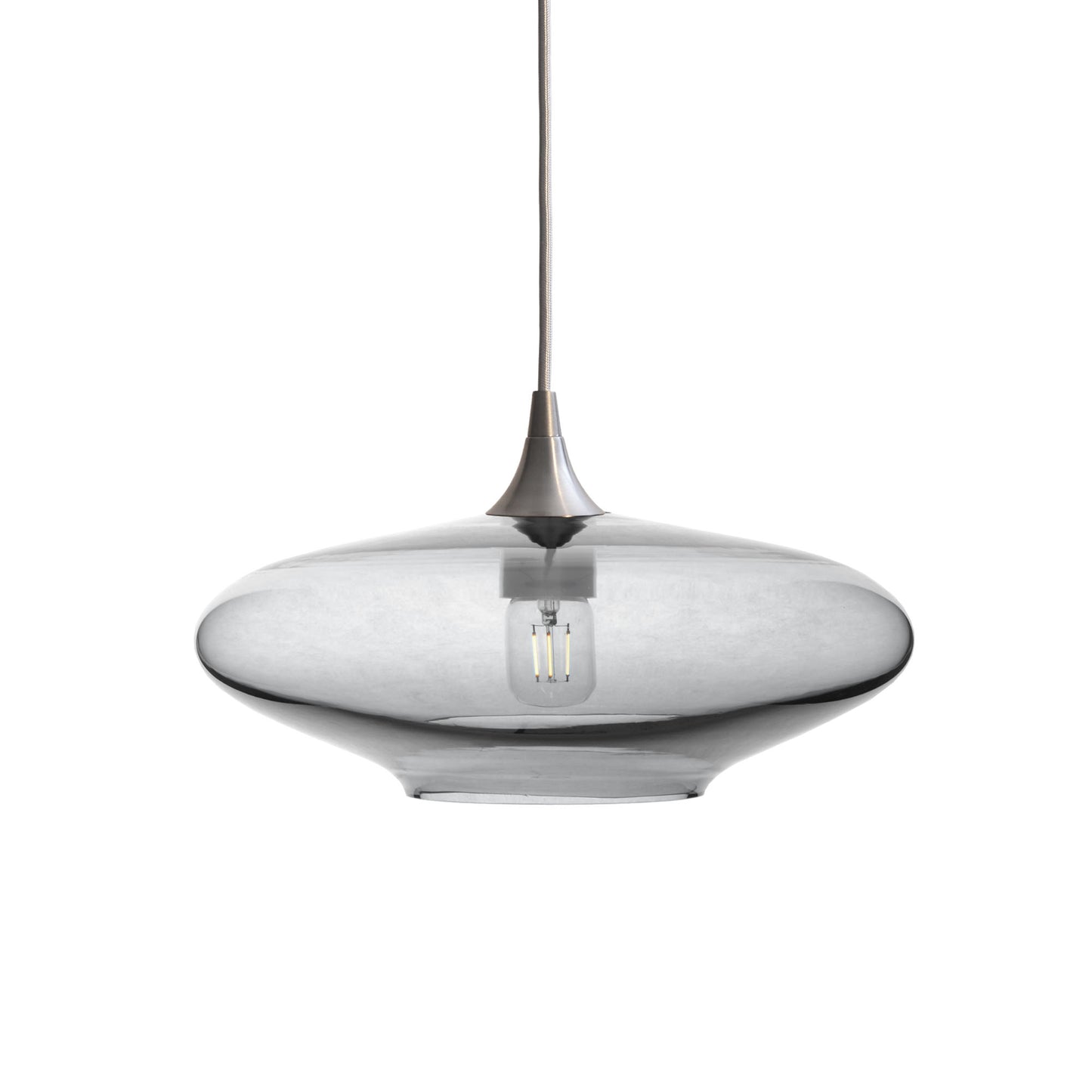 952 Single Pendant Light-Bicycle Glass Co-Brushed Nickel 15ft Cord + Track Mount-Lucent-Slate Gray-Bicycle Glass Co