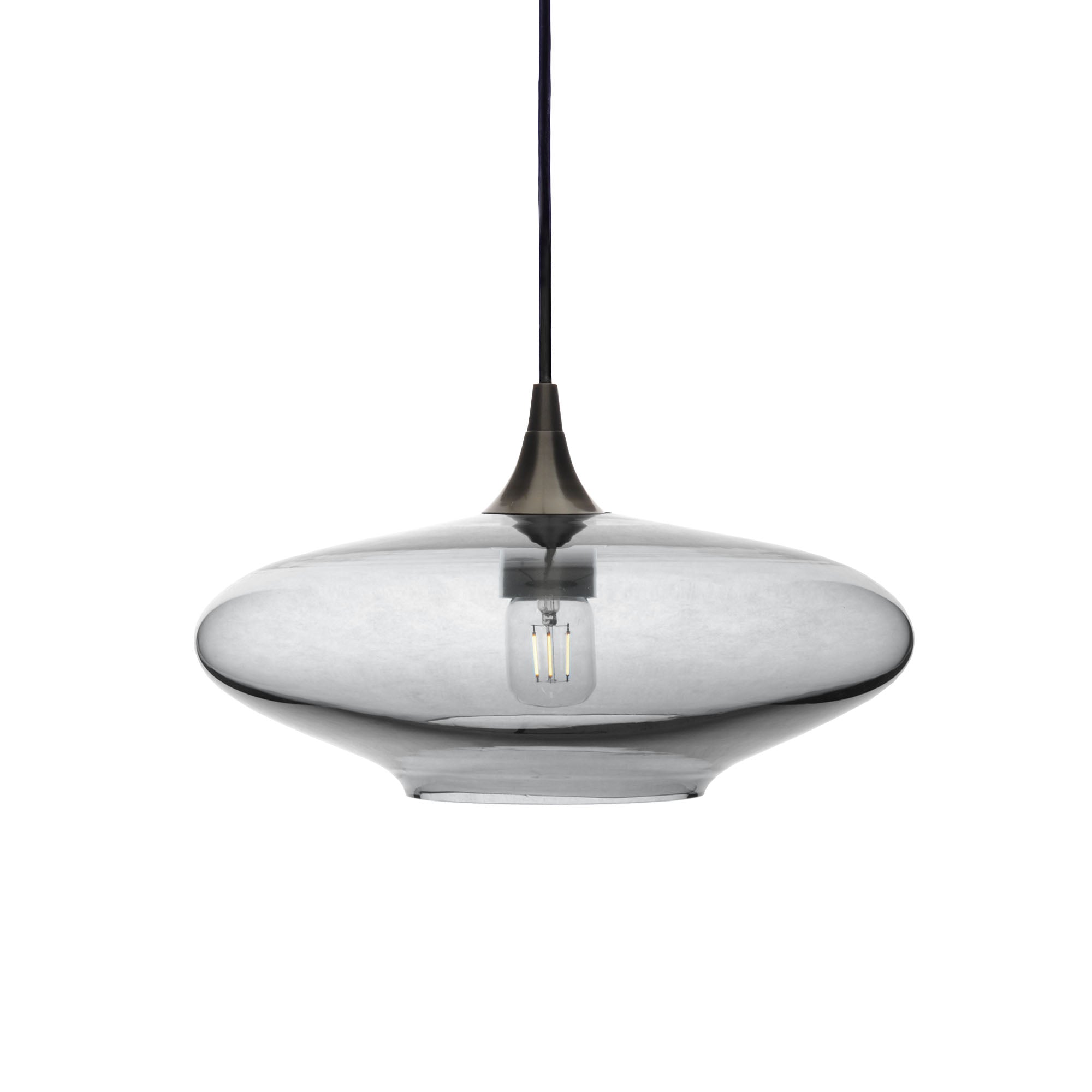 952 Single Pendant Light-Bicycle Glass Co-Antique Bronze - 4ft Cord-Lucent-Slate Gray-Bicycle Glass Co