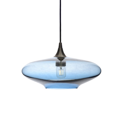 952 Single Pendant Light-Bicycle Glass Co-Antique Bronze - 4ft Cord-Lucent-Steel Blue-Bicycle Glass Co