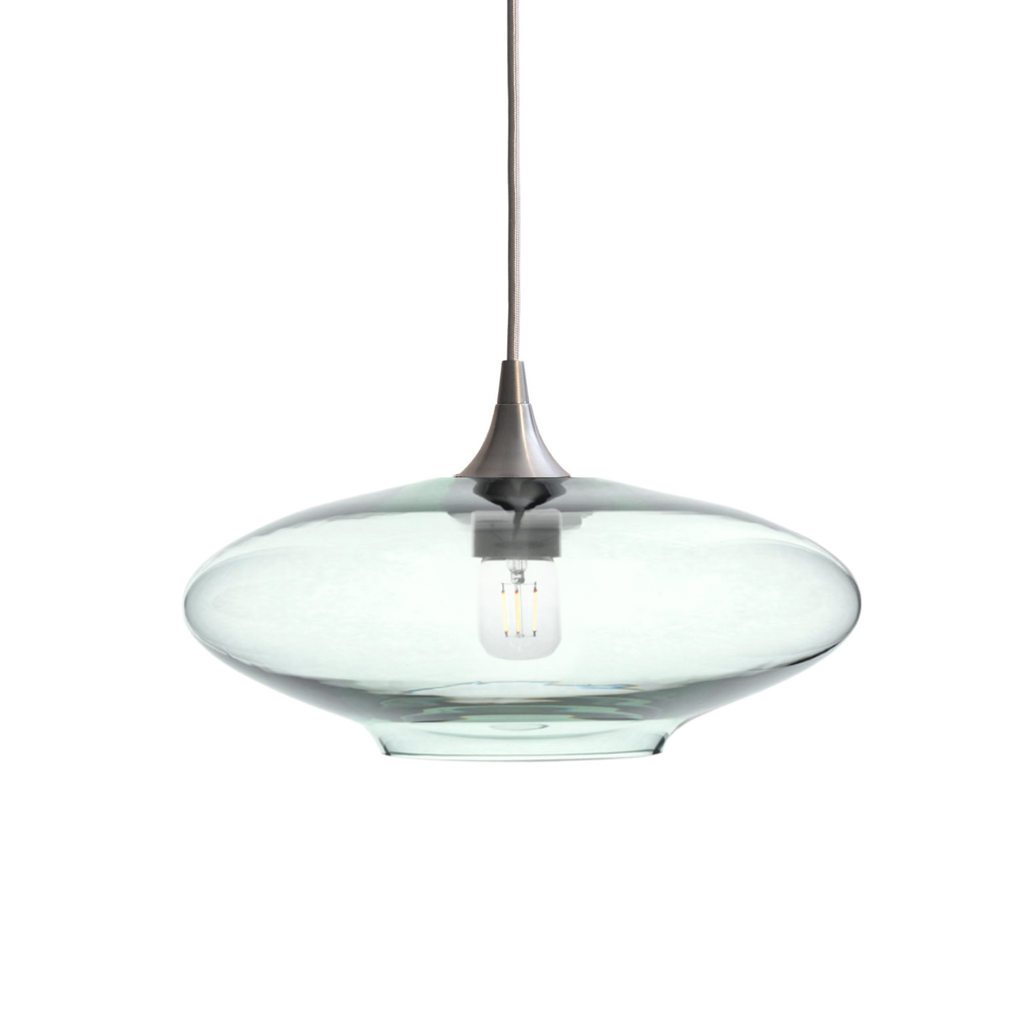 952 Single Pendant Light-Bicycle Glass Co-Brushed Nickel - 8ft Cord-Lucent-Eco Clear-Bicycle Glass Co