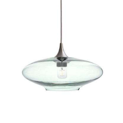 952 Single Pendant Light-Bicycle Glass Co-Brushed Nickel - 8ft Cord-Lucent-Eco Clear-Bicycle Glass Co