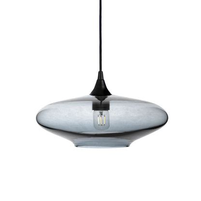952 Single Pendant Light-Bicycle Glass Co-Matte Black 15ft Cord + Track Mount-Lucent-Slate Gray-Bicycle Glass Co
