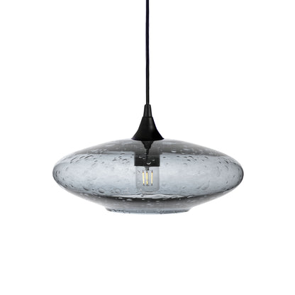952 Single Pendant Light-Bicycle Glass Co-Matte Black 15ft Cord + Track Mount-Lunar-Slate Gray-Bicycle Glass Co