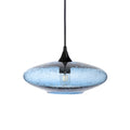 952 Single Pendant Light-Bicycle Glass Co-Matte Black 15ft Cord + Track Mount-Lunar-Steel Blue-Bicycle Glass Co