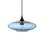 952 Single Pendant Light-Bicycle Glass Co-Matte Black 15ft Cord + Track Mount-Lunar-Steel Blue-Bicycle Glass Co