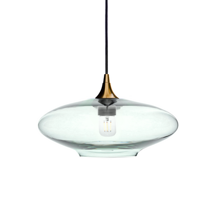 952 Single Pendant Light-Bicycle Glass Co-Polished Brass - 4ft Cord-Lucent-Eco Clear-Bicycle Glass Co