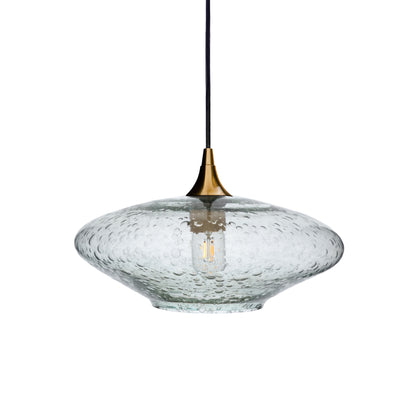 952 Single Pendant Light-Bicycle Glass Co-Polished Brass - 4ft Cord-Lunar-Eco Clear-Bicycle Glass Co