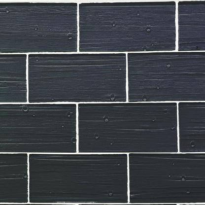 GLASS TILE - Sample-Tile-Bicycle Glass Co-Carbon Black-Plank and Bead-3x6-Bicycle Glass Co