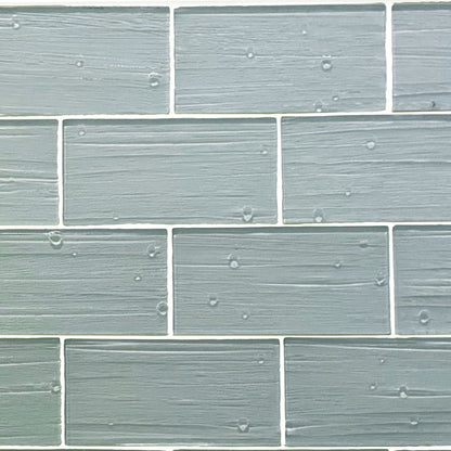 GLASS TILE - Sample-Tile-Bicycle Glass Co-Sea Green-Plank and Bead-3x6-Bicycle Glass Co