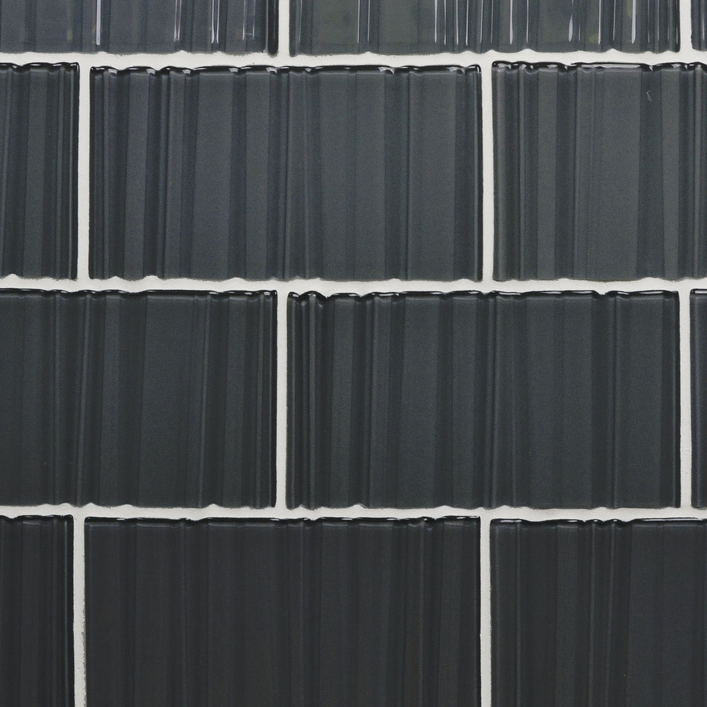 GLASS TILE - Ripple-Tile-Bicycle Glass Co-3x6-Carbon Black-Bicycle Glass Co