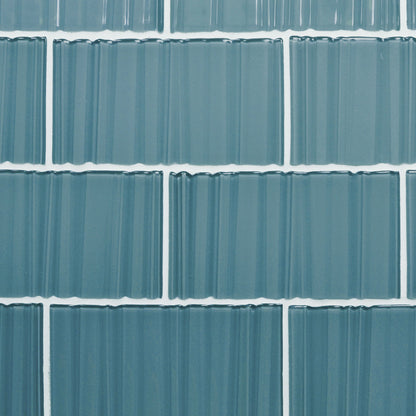 GLASS TILE - Individual Tile Sample-Tile-Bicycle Glass Co-Denim Blue-Ripple-3x6-Bicycle Glass Co