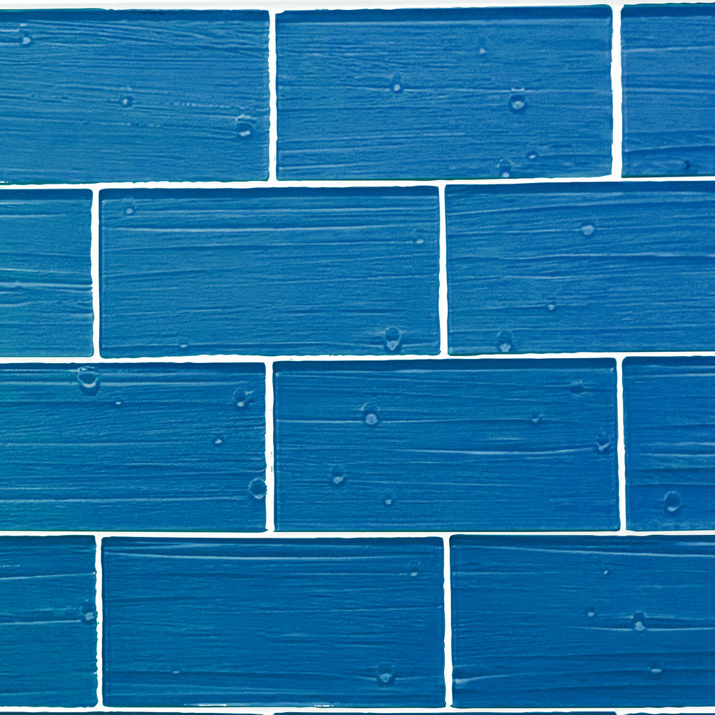 GLASS TILE - Sample-Tile-Bicycle Glass Co-Marine Blue-Plank and Bead-3x6-Bicycle Glass Co