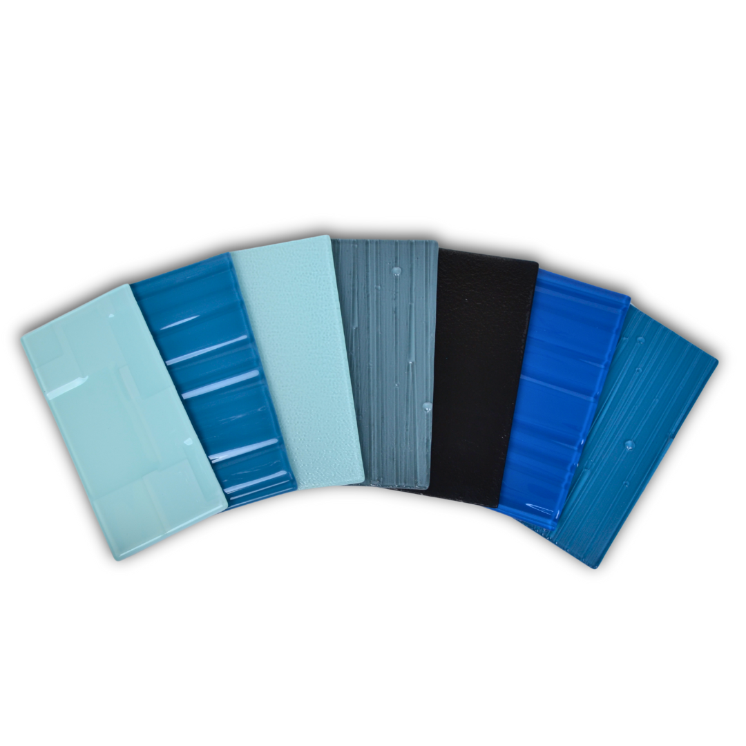 GLASS TILE - Sample-Tile-Bicycle Glass Co-Sea Green-Plank and Bead-3x6-Bicycle Glass Co