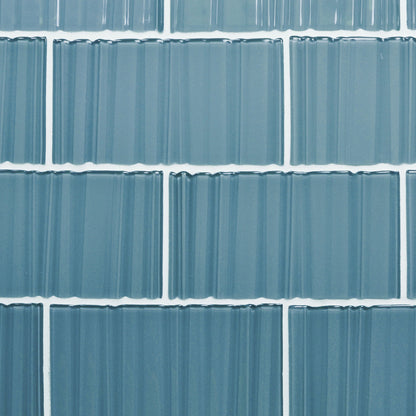 GLASS TILE - Ripple-Tile-Bicycle Glass Co-3x6-Sea Green-Bicycle Glass Co