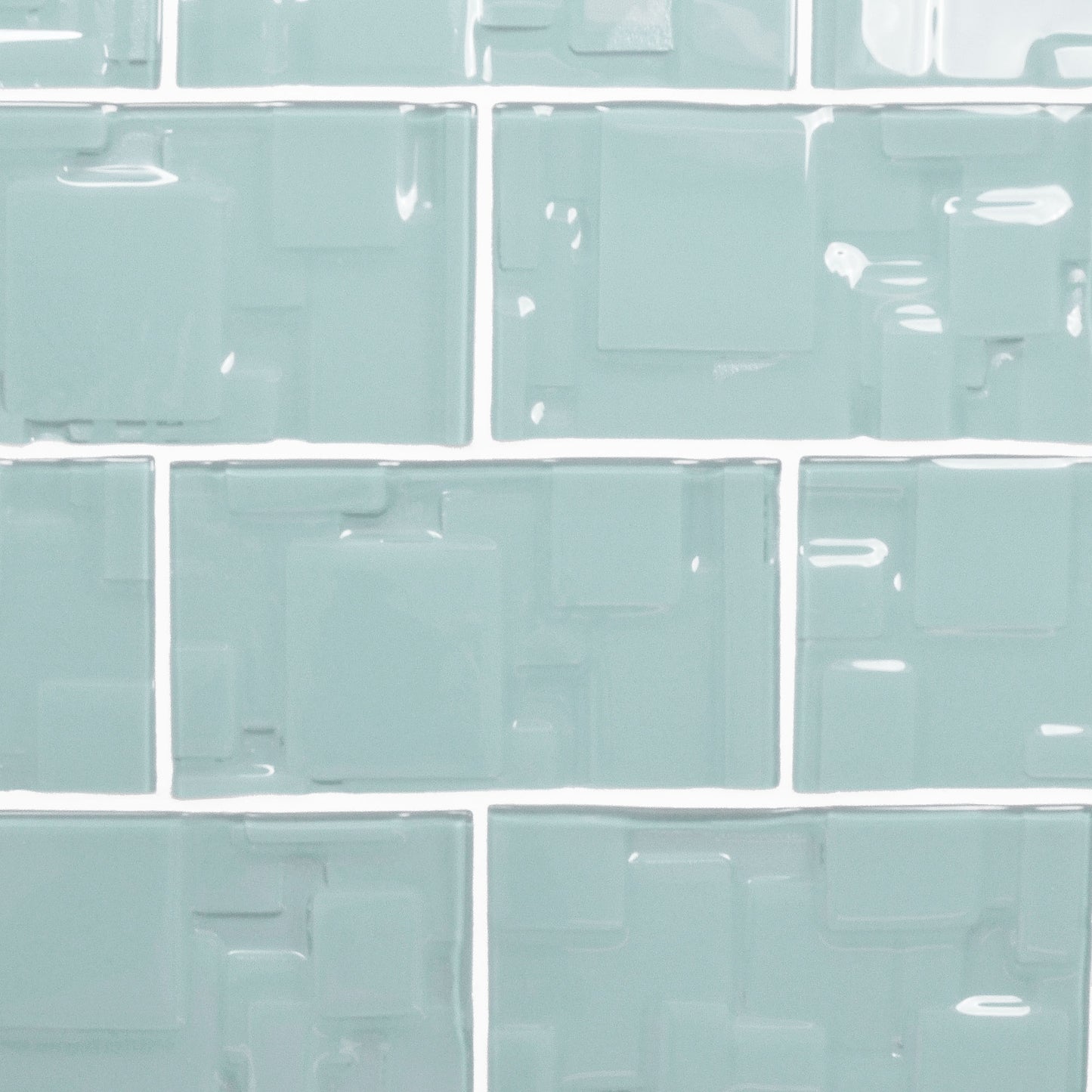 GLASS TILE - Sample-Tile-Bicycle Glass Co-Sea Green-Geometric Squares-3x6-Bicycle Glass Co