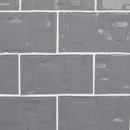 GLASS TILE - Sample-Tile-Bicycle Glass Co-Pebble Gray-Geometric Squares-3x6-Bicycle Glass Co