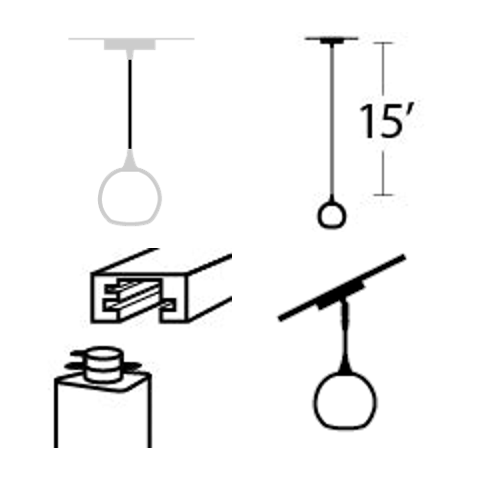 Hanging Hardware Modification-Bicycle Glass Co-15ft Downrod-Track Mount Conversion-Angled (add Hang Straight)-Bicycle Glass Co