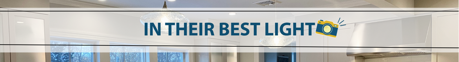 Modern kitchen interior with 'In Their Best Light' logo displayed.