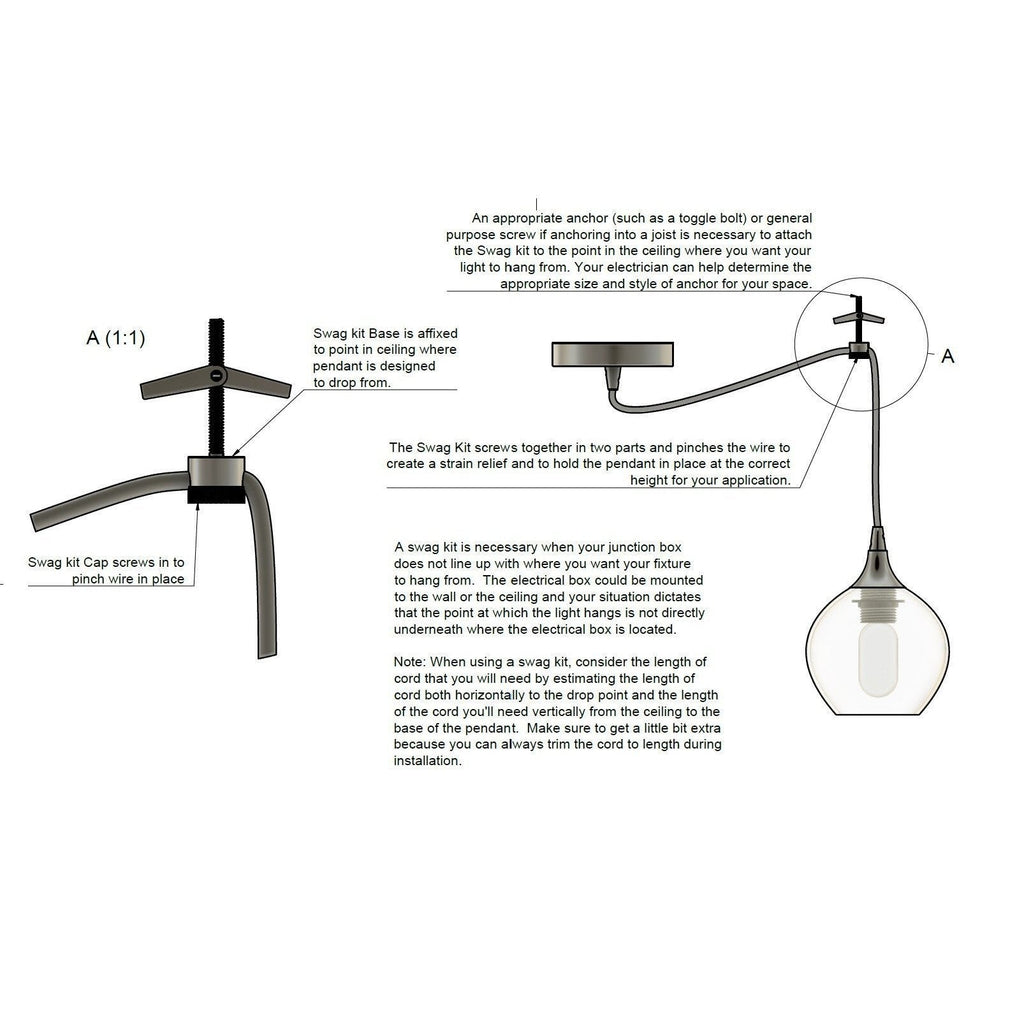 Swag Hanging Hardware Kit-Hardware-Bicycle Glass Co-Black Swag Kit-Bicycle Glass Co