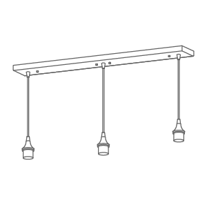 Simplified line drawing of Three Linear Chandelier Hardware